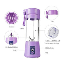 Load image into Gallery viewer, Portable Blender Cup,Electric USB Juicer Blender,Mini Blender Portable Blender For Shakes and Smoothies, juice,380ml, Six Blades Great for Mixing,light purple
