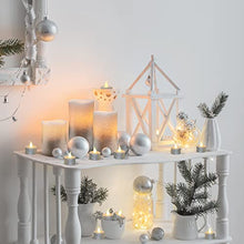 Load image into Gallery viewer, FURORA LIGHTING Glitter Silver Tea Lights Candles with Timer 12 Pack Bundle with Silver Ombre LED Candles Battery Operated 3 Pack
