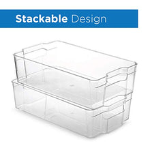 Load image into Gallery viewer, Set Of 10 Refrigerator Organizer Bins - 5 Wide and 5 Narrow Stackable Fridge Organizers for Freezer, Kitchen, Countertops, Cabinets - Clear Plastic Pantry Storage Rack

