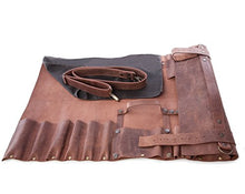 Load image into Gallery viewer, Lightweight premium Leather Chef Knife Bag/Chef Knife Roll 8 Pockets Tan Leather
