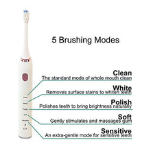 Load image into Gallery viewer, Sonic Bluetooth Rechargeable Electronic Toothbrush – 5 Modes – App Control – Smart Timer – Wireless Charging – Orthodontic Portable Power Toothbrush – 2 Replacement Dupont Brush Heads (White)
