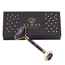 Load image into Gallery viewer, Amethyst Roller by Esmee Luxury Facial Massager Stone Roller Purple Jade Roller Real and Natural Amethyst Crystal Anti-aging Face Slimming and Depuffing Beauty Tool for Face and Eyes
