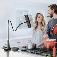 Load image into Gallery viewer, Gooseneck Tablet Holder Stand for Bed: Tryone Adjustable Flexible Arm Tablets Mount Clamp on Table Compatible with iPad Air Mini | Galaxy Tabs | Kindle Fire | Switch or Other 4.7 -10.5" Devices
