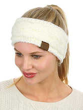Load image into Gallery viewer, C.C Soft Stretch Winter Warm Cable Knit Fuzzy Lined Ear Warmer Headband, Ivory
