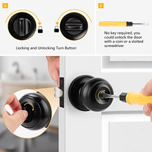 Load image into Gallery viewer, Probrico 6Pcs Black Privacy Door Knobs Lock for Bedroom or Bathroom Flat Ball Keyless Door Handles
