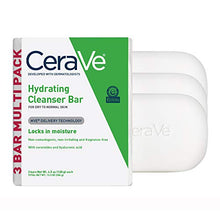 Load image into Gallery viewer, CeraVe Hydrating Cleanser Bar | Soap-Free Body and Facial Cleanser with 5% Cerave Moisturizing Cream | Fragrance-Free | 3-Pack, 4.5 Ounce Each
