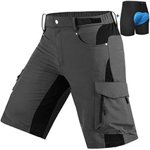 Load image into Gallery viewer, Cycorld Mountain-Bike-Shorts-Mens-Padded MTB Biking Baggy Cycling Short Removable Padding Liner Grey
