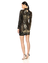 Load image into Gallery viewer, MILLY Women's Sequin Velvet Long Sleeve Turtleneck Mini Dress, Gold, 4
