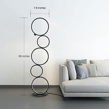 Load image into Gallery viewer, LED Floor Lamp For Living Room , Modern Ring Tall Lamp , Unique Touch Control Standing Lamp , 3 Way Dimmable Stand Light , 39 Inches 24W For Bedroom , Reading , Office , Home , Decorations ,( Black )
