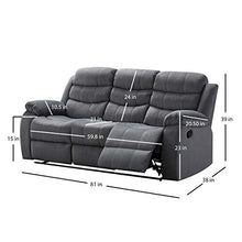 Load image into Gallery viewer, AC Pacific 2-Piece Reclining Living Room Upholstered Sofa, Set with 4, Sofa &amp; Loveseat, Grey
