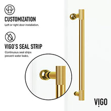 Load image into Gallery viewer, VIGO VG6044MGCL6076 2.75"L -60.0"W -76.0"H Elan Cass Aerodynamic Frameless Sliding Shower Door with Clear Tempered Glass and Stainless Steel Hardware in Matte Gold Finish with Reversible Handle
