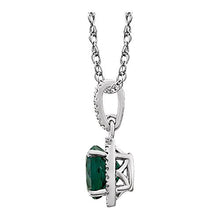 Load image into Gallery viewer, Jewels By Lux 925 Sterling Silver Lab-Grown Emerald &amp; .01 CTW Diamond 18" Necklace
