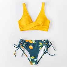 Load image into Gallery viewer, LanreyTaley Women Bikini Swimsuit Printed Fashion Swimsuit Sexy Swimsuit Two Pieces for Women Beach Swimsuit Yellow
