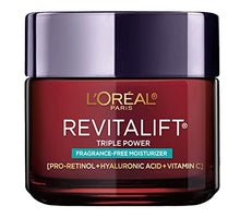 Load image into Gallery viewer, L’Oreal Paris Skincare Revitalift Triple Power Fragrance-Free Face Moisturizer with Pro Retinol, Hyaluronic Acid &amp; Vitamin C, Reduce Wrinkles, Firm and Brighten Skin, 2.55 Oz
