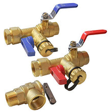 Load image into Gallery viewer, Hourleey 3/4 Inch IPS Isolator Tankless Water Heater Service Valve Kit, with Pressure Relief Valve, Clean Brass

