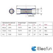 Load image into Gallery viewer, ELECFUN 200pcs 10-22AWG Assorted Butt Splice Crimp Connectors, Insulated Electrical Straight Wire Terminal Connectors
