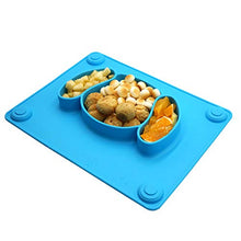 Load image into Gallery viewer, LongDear Baby Silicone Suction Placemat + Plates - Food Feeding Divided Mat for Kids and Toddlers Fits Most Highchair Trays - Easily Wipe Clean - Dishwasher and Microwave Safe (Blue &amp; Green)
