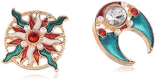 Load image into Gallery viewer, 14K Gold Plated Luxury Retro Aristocratic Palce Enamel Sun &amp; Moon Stud Earrings for Women S925 Silver Post Stud Light Weight Birthday Valentine's Day Mothers Day Christmas Gift
