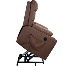 Load image into Gallery viewer, Esright Power Lift Chair Electric Recliner for Elderly Heated Vibration Massage Fabric Sofa Motorized Living Room Chair with Side Pocket and Cup Holders, USB Charge Port&amp;Massage Remote Control, Brown
