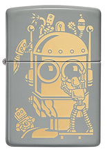 Load image into Gallery viewer, Zippo Robot Design Flat Grey Pocket Lighter

