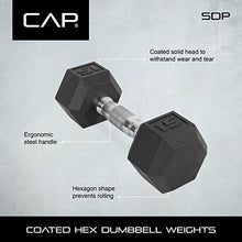 Load image into Gallery viewer, CAP Barbell SDPP-016 Color Coated Hex Dumbbell, Black, 8 pound, Pair
