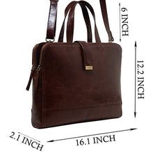Load image into Gallery viewer, Genuine Leather Laptop Messenger Bag For Men holds upto 16 Inch laptop Leather Briefcase with adjustable strap laptop Shoulder Bag Smooth finish Leather Laptop Bag (Brown)
