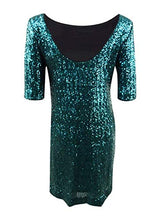 Load image into Gallery viewer, Betsey Johnson Women's Mid Sleeve Sequin Sheath Dress, Emerald, 6
