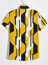 Load image into Gallery viewer, Milumia Men's Casual Geo Print Shirt Short Sleeve Button Down Pocket Front Top Geo Yellow Medium
