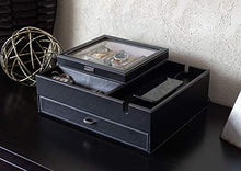 Load image into Gallery viewer, HOUNDSBAY Commander Dresser Valet Watch Box Case &amp; Mens Jewelry Box Organizer with Smartphone Charging Station (Black/Gray)
