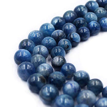 Load image into Gallery viewer, SR BGSJ Jewelry Making Craft Natural 10-11mm AA Grade Round Blue Kyanite Beads Gemstone Spacer Seed Beads Strand 15"
