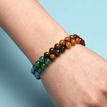 Load image into Gallery viewer, Top Plaza Bead Chakra Bracelet 7 Chakras Healing Crystals Bracelet Yoga Stone Beads Bracelets Meditation Relax Anxiety Bangle for Womens Mens
