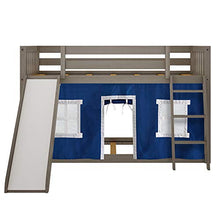 Load image into Gallery viewer, Max &amp; Lily Low Bunk Bed with Slide and Blue Curtains, Twin, Clay
