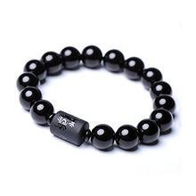 Load image into Gallery viewer, SX Commerce Natural Obsidian Stone Bead Bracelet Couple Men 10mm and Women 8mm Dragon and Phoenix Totem Jewelry (Dragon)
