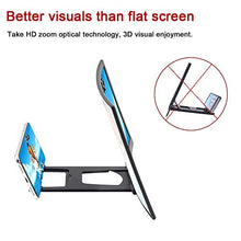 Load image into Gallery viewer, 12'' 3D Curve Screen Magnifier for Cell Phone, HD Amplifier Projector Magnifing Screen Enlarger for Movies, Videos, and Gaming with Foldable Stand Compatible with All Smartphones (Black, 12 inch)
