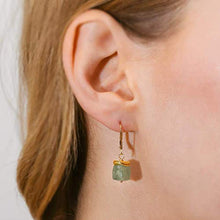 Load image into Gallery viewer, Aquamarine Cube Earrings -Aquamarine Gemstone Drop Earring- Women's Jewelry Gift Idea- March Birthstone
