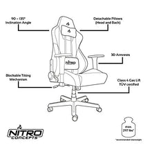 Load image into Gallery viewer, NITRO CONCEPTS S300 Gaming Chair - Inferno Red - Office Chair - Ergonomic - Cloth Cover - Up to 300 lbs Users - 90° to 135° Reclinable - Adjustable Height &amp; Armrests
