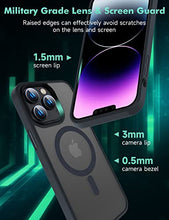 Load image into Gallery viewer, Mgnaooi Magnetic Case for iPhone 14 Pro Max Case [MIL-Grade Drop Tested &amp; Compatible with MagSafe] Translucent Matte Back with Aluminum Alloy Keys, Anti-Fingerprint Anti-Scratch 6.7 Inch, Black
