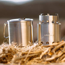 Load image into Gallery viewer, Solo Stove &amp; Pot 900 Combo: Ultralight Wood Burning Backpacking Cook System. Lightweight Kitchen Kit for Backpacking, Camping, Survival. Burns Twigs, No Batteries or Liquid Fuel Gas Canister Required
