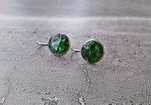 Load image into Gallery viewer, Raw Chrome Diopside Emerald Alternative Stainless Steel Modern Drop Earrings
