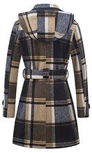Load image into Gallery viewer, Chrisuno Women's Long Wool Trench Coat Winter Oversize Overcoat Yellow Plaid M

