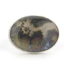 Load image into Gallery viewer, Indonesian Moss Agate and solid Sterling Silver Ring oval shape and green color size 7.5
