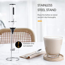 Load image into Gallery viewer, FoodVille MF05 Rechargeable Milk Frother USB Charging Handheld Foam Maker with Balloon Whisk, 16 Pcs Latte Art Templates, Stainless Steel Stand for Cappuccino, Latte, Protein Powder
