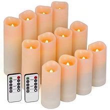 Load image into Gallery viewer, Enido Flameless Candles Led Candles Pack of 12 Battery Candles (D2.15'' x H4''5''6'') Waterproof Outdoor Indoor Candles with 10-Key Remotes and Cycling 24 Hours Timer (Plastic)

