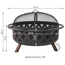 Load image into Gallery viewer, Sunnydaze Crossweave Outdoor Fire Pit - 36 Inch Large Bonfire Wood Burning Patio &amp; Backyard Firepit for Outside with Spark Screen, Poker, and Round Fireplace Cover, Black
