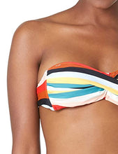 Load image into Gallery viewer, Ocean Blues Women's Colorful Striped Halter Twist Bandeau Bikini Top Size Small
