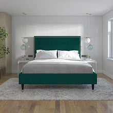 Load image into Gallery viewer, CosmoLiving by Cosmopolitan Audrey Upholstered, Emerald Green Velvet, Full Size Frame Bed
