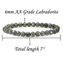 Load image into Gallery viewer, Natural AA Grade Labradorite Gemstone 6mm Round Beads Stretch Bracelet 7" Unisex
