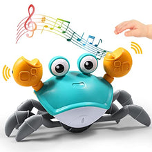 Load image into Gallery viewer, Sensing Crawling Crab, Tummy Time Baby Toys, Interactive Walking Dancing Toy with Music Sounds &amp; Lights, Infant Fun Birthday Gift Toddler Boy Girl, USB Charging Cable Included (Green)
