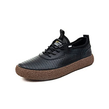 Load image into Gallery viewer, Mecolop Men's Sneakers Leather Casual Shoes Breathable Walking Business Shoes for Men Black 9.5

