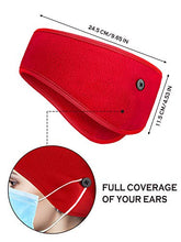 Load image into Gallery viewer, 4 Pieces Ear Warmer Headband Elastic Button Headband Winter Ear Muff Headband (Classic Patterns, Rose Red, Red, Dark Grey, Royal Blue)
